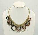 GOLD BROWN AND BLACK CIRCLE CHARM NECKLACE