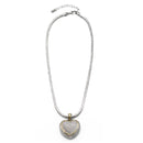 TWO TONE PAVE CRYSTAL ENGRAVED HEART PENDANT NECKLACE