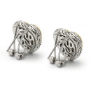 TWO TONE PAVE CRYSTAL ENGRAVED HEART EARRING