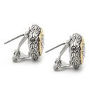 TWO TONE PAVE CRYSTAL ENGRAVED HEART EARRING