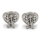 TWO TONE PAVE CRYSTAL ENGRAVED HEART EARRING