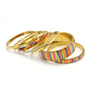 GOLD BRASS AND RESIN 7 PCS MULTICOLOR BANGLE SET