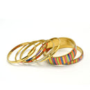 GOLD BRASS AND RESIN 7 PCS MULTICOLOR BANGLE SET