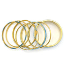 GOLD BRASS AND RESIN 7 PCS LIGHT BLUE BANGLE SET