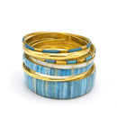 GOLD BRASS AND RESIN 7 PCS LIGHT BLUE BANGLE SET
