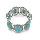 SILVER TURQUOISE OVAL MEMORY WITR BRACELET