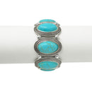 SILVER TURQUOISE OVAL MEMORY WITR BRACELET