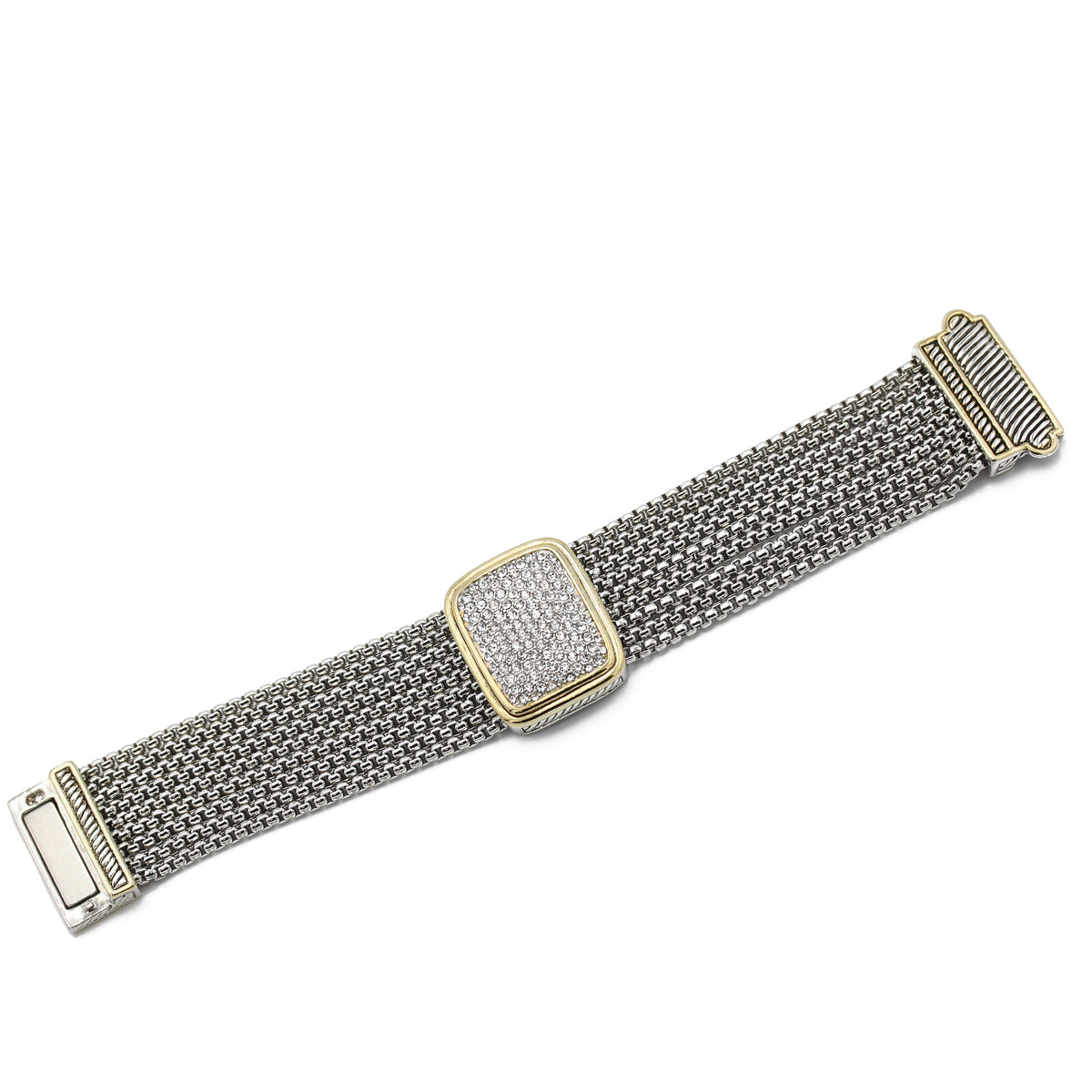 TWO TONE MULTI STRANDS PAVE CRYSTAL BRACELET# 12504BRTT(FC16)