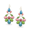 GOLD MULTICOLOR GLASS CRYSTAL FLOWER EARRINGS