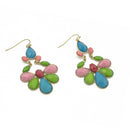 GOLD MULTICOLOR GLASS CRYSTAL FLOWER EARRINGS
