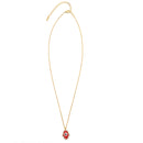 GOLD RED HAMSA HAND PENDANT SHORT NECKLACE
