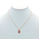 GOLD RED HAMSA HAND PENDANT SHORT NECKLACE