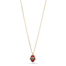 GOLD RED HAMSA HAND PENDANT SHORT NECKLACE