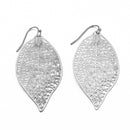 RHODIUM LASER CUT LIGHT WEIGHT LEAF EARRINGS