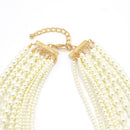 Gold Cream Pearl Multi-Row Layer Necklace