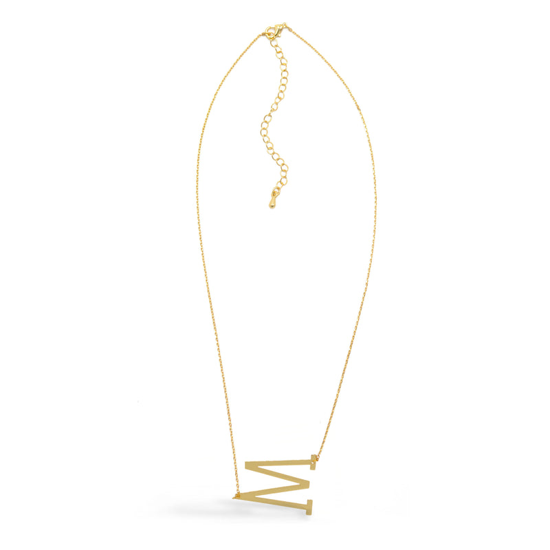 GOLD LETTER M INITIAL CHARM NECKLACE