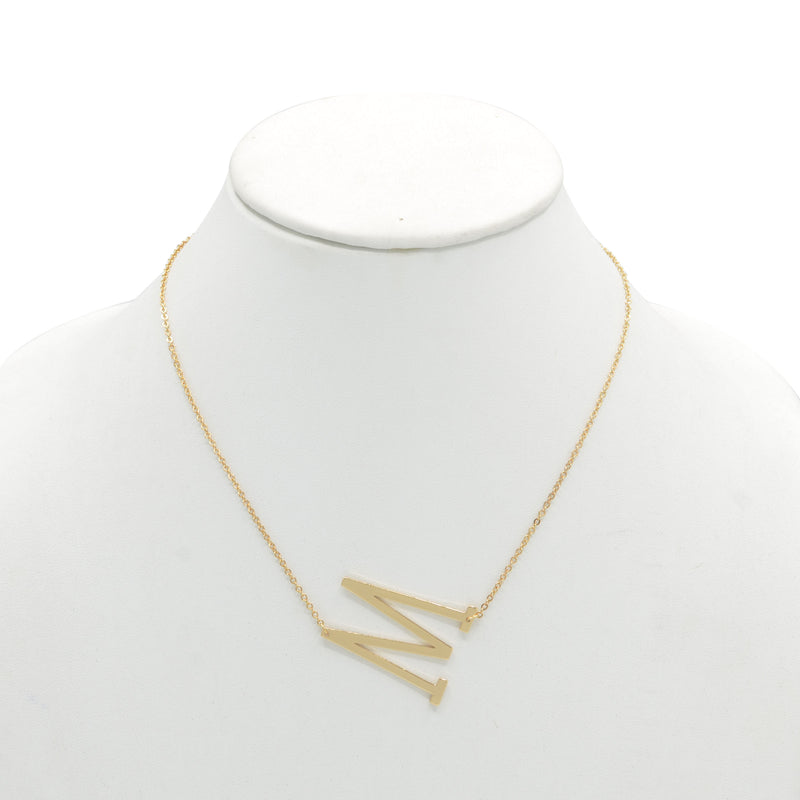GOLD LETTER M INITIAL CHARM NECKLACE