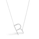 SILVER LETTER R INITIAL CHARM NECKLACE