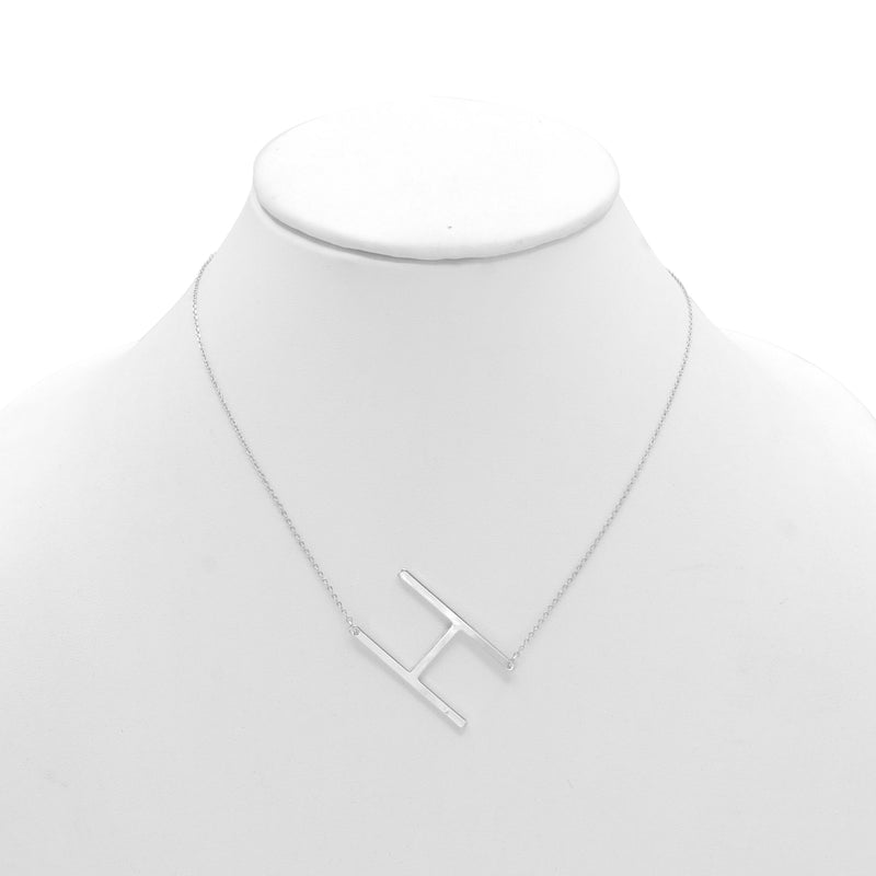 SILVER LETTER H INITIAL CHARM NECKLACE