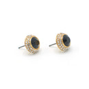 GOLD BLACK CRYSTAL RHINESTONE POST EARRINGS