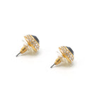 GOLD BLACK CRYSTAL RHINESTONE POST EARRINGS