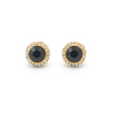GOLD BLACK CRYSTAL RHINESTONE POST EARRINGS