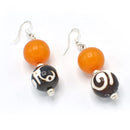 Yellowest Amber and Brown Beads Drop Earrings