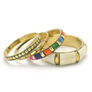 GOLD BRASS WOOD AND RESIN 4 PCS MULTICOLOR BANGLE SET