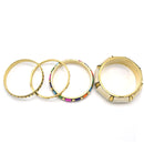 GOLD BRASS WOOD AND RESIN 4 PCS MULTICOLOR BANGLE SET