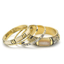 GOLD BRASS WOOD AND RESIN 4 PCS BANGLE SET