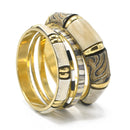 GOLD BRASS WOOD AND RESIN 4 PCS BANGLE SET