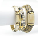 GOLD BRASS WOOD AND RESIN 4 PCS BANGLE SET