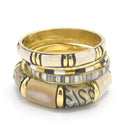 GOLD BRASS WOOD AND RESIN 4 PCS BANGLE SET