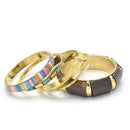 GOLD BRASS WOOD AND RESIN MULTICOLOR 4 PCS BANGLE SET