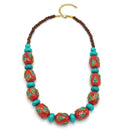 TURQUOISE AND CORAL BIG BEADS NECKLACE