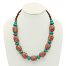 TURQUOISE AND CORAL BIG BEADS NECKLACE