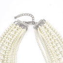 Silver Cream Pearl Multi-Row Layer Necklace