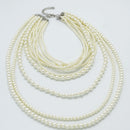 Silver Cream Pearl Multi-Row Layer Necklace