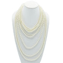 Silver Cream Pearl Multi-Row Layer Necklace