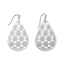 RHODIUM LASER CUT LIGHT WEIGHT TEARDROP EARRINGS