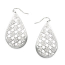 RHODIUM LASER CUT LIGHT WEIGHT TEARDROP EARRINGS