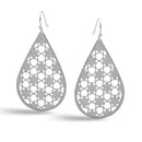 RHODIUM LASER CUT LIGHT WEIGHT TEARDROP EARRINGS