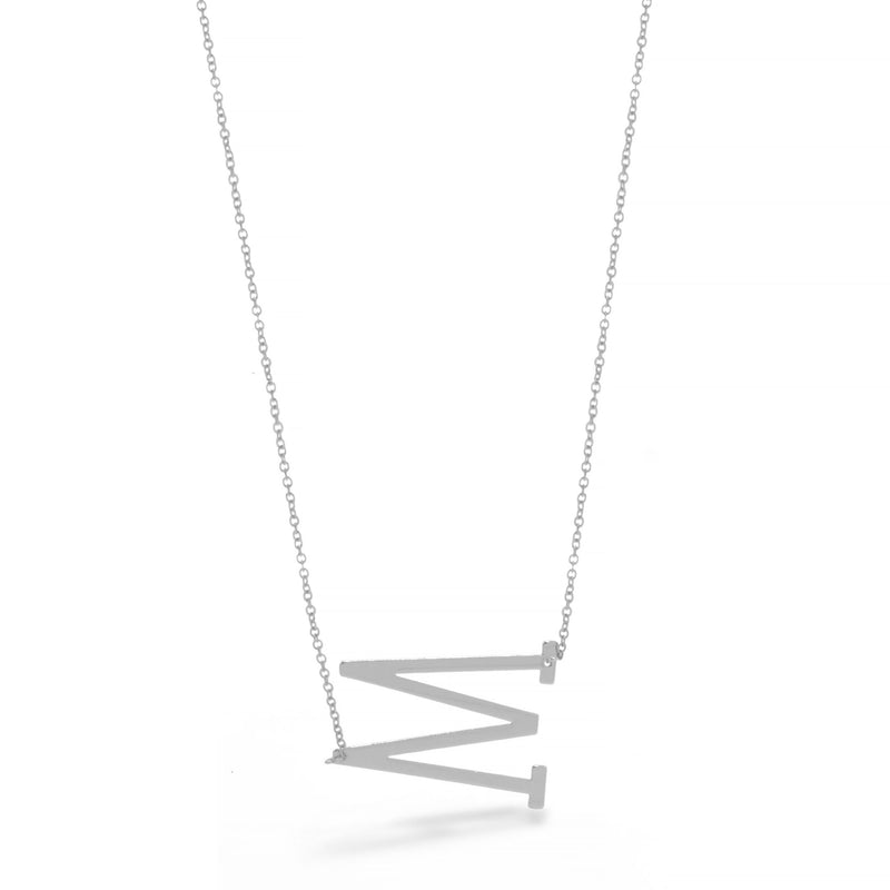 SILVER LETTER M INITIAL CHARM NECKLACE