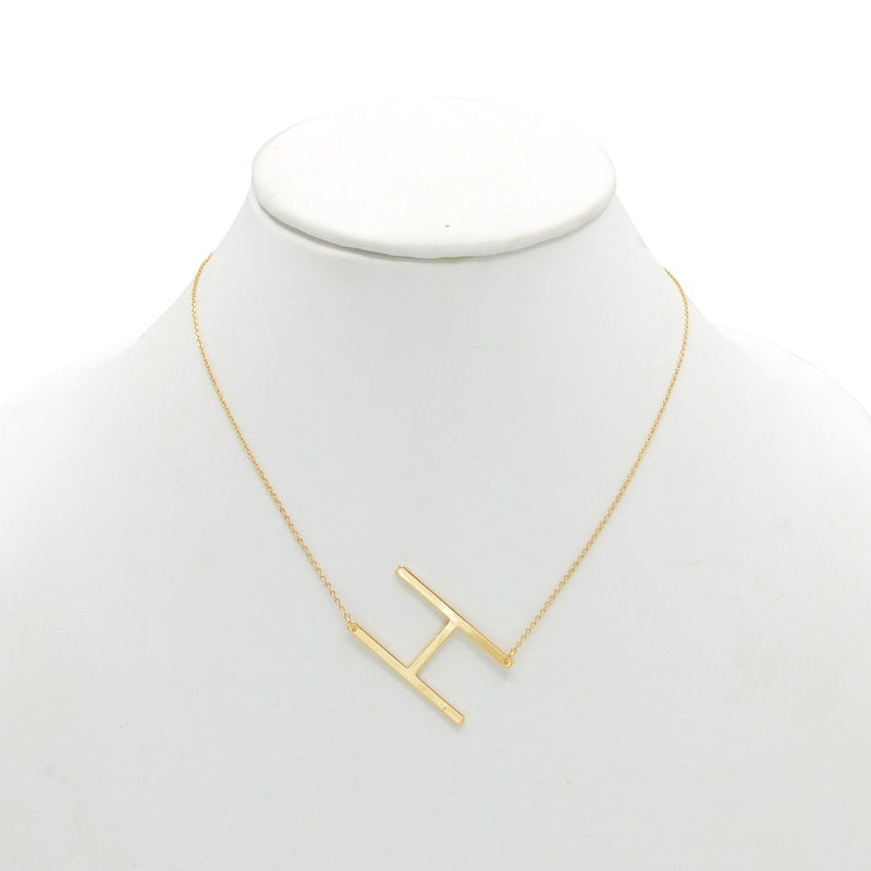 GOLD LETTER H INITIAL CHARM NECKLACE