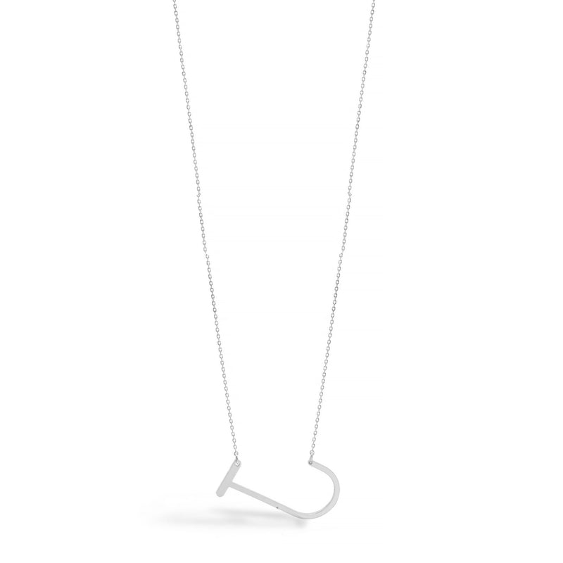 SILVER LETTER J INITIAL CHARM NECKLACE