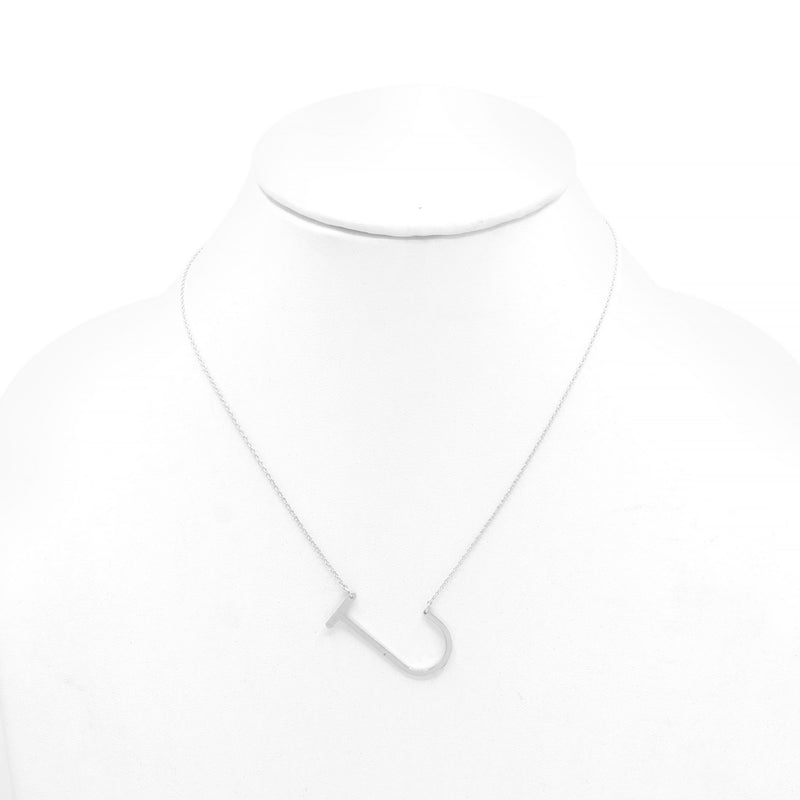 SILVER LETTER J INITIAL CHARM NECKLACE
