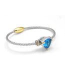 TWO TONE AQUA BLUE CRYSTAL CLASSIC CABLE BRACELET
