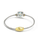 TWO TONE AQUA BLUE CRYSTAL CLASSIC CABLE BRACELET
