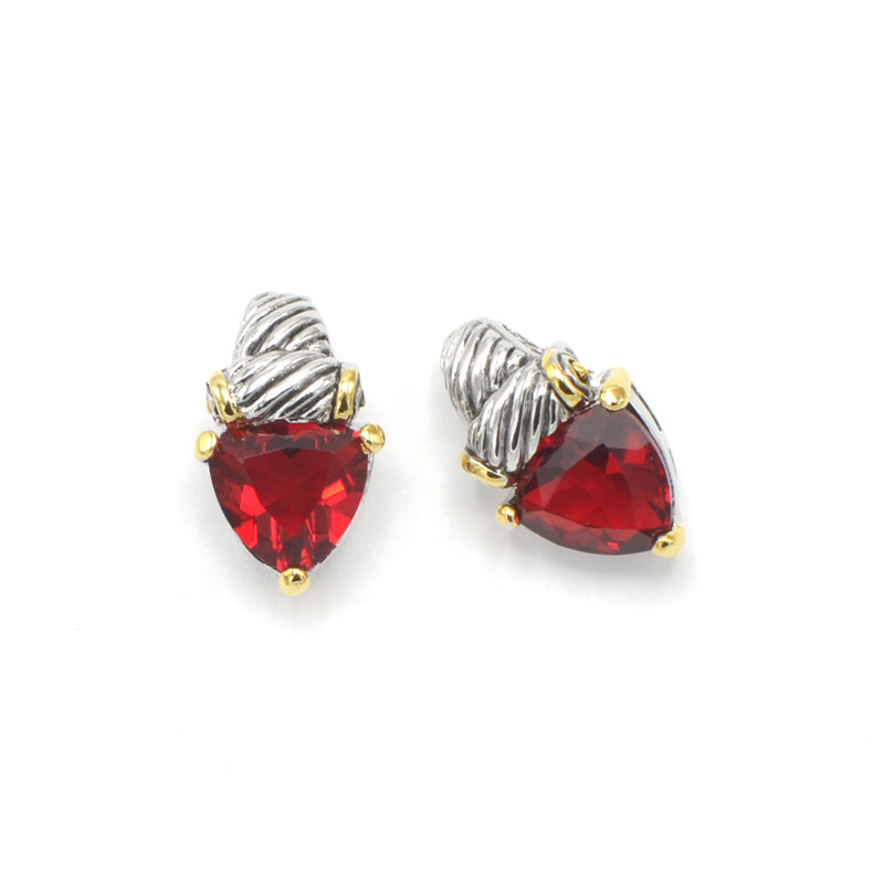 TWO TONE SIAM CRYSTAL CLASSIC STUD EARRINGS