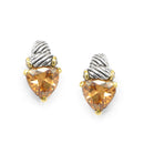 TWO TONE LIGHT TOPAZ CRYSTAL CLASSIC STUD EARRINGS